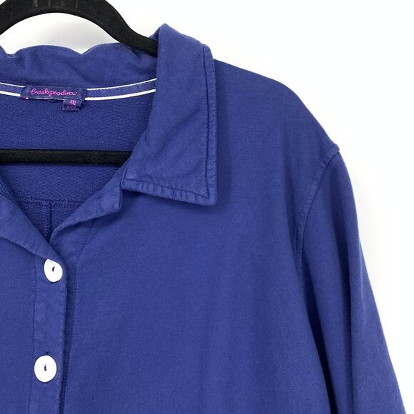 Fresh Produce Button Front Collared Shirt Womens Size XXL Blue 3/4 Sleeve - Picture 3 of 6